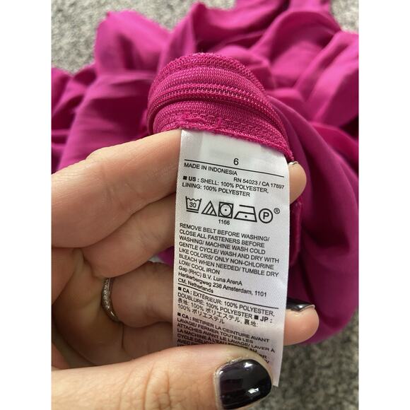 Banana Republic Factory Cropped Wrap Blouse Size 6 Dragon Fruit Pink LongSleeve - Picture 7 of 11